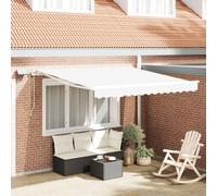 Vidaxl Auvent Rétractable Manuel Avec Led Blanc 300x250 Cm, Tissu De Remplacement Pour Auvent Vidaxl Pour Cadre 3x2.5 M Blanc