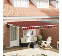 Vidaxl Auvent Rétractable Manuel Avec Led Jaune Et Orange 400x350 Cm