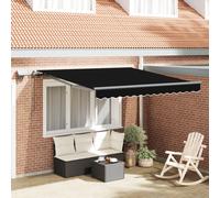 Vidaxl Auvent Rétractable Manuel Avec Led Noir 350x250 Cm, Tissu De Remplacement Pour Auvent Vidaxl 3,5x2,5 M Cadre Noir