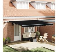 Vidaxl Auvent Rétractable Manuel Avec Led Noir 450x350 Cm, Tissu De Remplacement Pour Auvent Vidaxl 4,5x3,5 M Noir