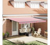 Vidaxl Auvent Rétractable Manuel Avec Led Rayé Rouge Et Blanc 450x300 Cm