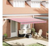 Vidaxl Auvent Rétractable Manuel Avec Led Rayures Rouges Et Blanches 400x300 Cm