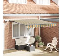 vidaXL Auvent rétractable Manuel avec LED Vert et Jaune 300x250 cm, Tissu de Remplacement pour auvent de 3x2,5 m Vert et Jaune