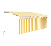 Vidaxl Auvent Rétractable Manuel Avec Store 3,5x2,5 M Jaune Et Blanc Jaune
