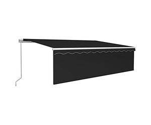 vidaXL Auvent Rétractable Manuel avec Store Banne Pliable Jardin Balcon Terrasse Patio Extérieur Protection Contre Rayons UV 5x3 m Anthracite