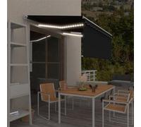 vidaXL Auvent rétractable manuel avec store et LED Banne pliable 3,5x2,5 m Anthracite