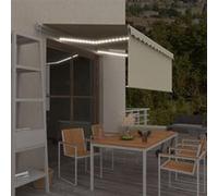 vidaXL Auvent Rétractable Manuel avec Store et LED Banne Pliable Jardin Balcon Terrasse Extérieur Protection contre Rayons UV 3,5x2,5 m Crème G