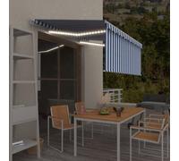 Vidaxl Auvent Rétractable Manuel Avec Store Led 3,5x2,5m Bleu Et Blanc Blanc