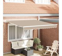 Vidaxl Auvent Rétractable Manuel Beige 300x250 Cm, Vidaxl Tissu De Remplacement Pour Auvent De Cadre 3x2,5 M Beige
