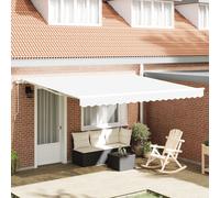 vidaXL Auvent Rétractable Manuel Blanc 400x300 cm, Tissu de Remplacement pour Auvent pour Cadre 4x3 m Blanc