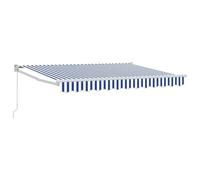 vidaXL Auvent rétractable Manuel Bleu et Blanc 3,5 x 2 m, Toile rétractable Moderne, Option d'ombre extérieure, auvent UV, abri de Patio Fonctionnel pour l'été