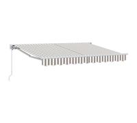 vidaXL Auvent rétractable Manuel Gris Clair et Blanc 4 × 3,5 m, Auvent rétractable rectangulaire Moderne, Solution d'ombre pour patios, balcons, Jardins, résistant et Ajustable