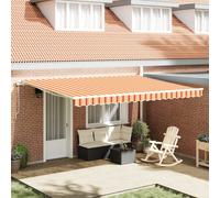 vidaXL Auvent rétractable Manuel Rayé Rouge et Jaune 450x350 cm | Ombre extérieure Ajustable et Résistante aux UV et à l'eau pour Balcons Terrasses Facile à Utiliser Solution de Patio Canopy Solaire