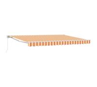 vidaXL Auvent rétractable Manuel Jaune et Orange 5 x 3 m, Jardin et terrasse, auvent rétractable Moderne, abri extérieur, Toile résistante, Solution d'ombre Ajustable