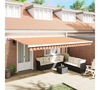 vidaXL Auvent Rétractable Manuel Jaune Et Orange 500X300 cm Imperméable Anti-UV Canopée pour Extérieur Pare-Soleil de Patio Tissu de Jardin Ombre Solaire Extérieure Haut de Remplacement