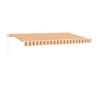 vidaXL Auvent rétractable Manuel Jaune, Orange et Blanc de 4 x 2 m en Aluminium et Tissu Polyester rayé, idéal pour l'extérieur, résistant aux UV, imperméable et à la décoloration. Se Fixe au Mur, AV