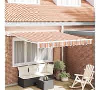 vidaXL Auvent Rétractable Manuel 300X250 cm Rayure Multicolore Imperméable Résistant aux UV Patio Ombre Canopée Installation Facile Balcon Cadre en Aluminium Polyester