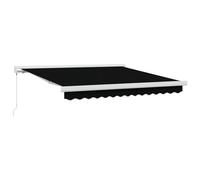 vidaXL Auvent Rétractable Manuel Noir 350X250 cm Résistant à l'eau & Résistant aux UV Ombre d'Été pour Balcon Espaces Extérieurs Patio Auvents Modernes à Finition Mate