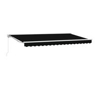vidaXL Auvent rétractable Manuel Noir 4 x 2m, résistant aux UV, en Tissu imperméable avec Un Cadre en alu, monté au Mur. Parfait pour l'ombre au Patio, il Donne Une Touche d'élégance à l'été. Ajustab