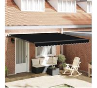 Vidaxl Auvent Rétractable Manuel Noir 400x300 Cm, Tissu De Remplacement Pour Auvent Vidaxl Pour Cadre 4x3 M Noir