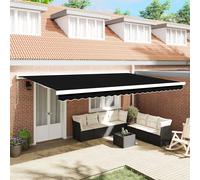 Vidaxl Auvent Rétractable Manuel Noir 500x300 Cm, Tissu De Remplacement Pour Auvent Vidaxl Pour Cadre 5x3 M Noir