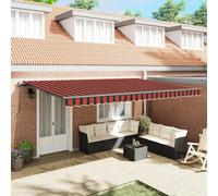 vidaXL Store Rétractable Manuel Orange et Marron 500X350 cm Résistant aux UV Déperlant Durable Parasol de Patio Auvent de Jardin Ombre de Balcon Extérieur Moderne Résistant aux Intempéries