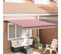 vidaXL Auvent Rétractable Rouge et Blanc 300 x 250 cm Tissu et Métal, Auvent rétractable Moderne pour Jardin et terrasse, Durable, Protection UV, résistant aux intempéries