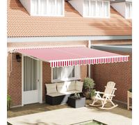 vidaXL auvent Manuel rétractable rayé Rouge et Blanc 400 x 300 cm, résistant aux UV et à l'eau. Parfait pour l'ombre extérieure sur Votre Balcon, Patio ou Jardin. Idéal avec des auvents réglables.