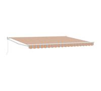vidaXL Auvent rétractable Manuel Rayures Orange et Grises 450X300 cm Résistant aux intempéries Ombre réglable pour Patio Balcon Store de Jardin Canopée extérieure Tissu de Remplacement Haut