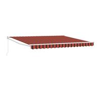 vidaXL Auvent Rétractable Manuel Rayures Orange Et Marron 3M X 2.5M Résistant aux UV Imperméable Ombre de Patio Facile À Assembler Structure Awnings Solaires Extérieurs