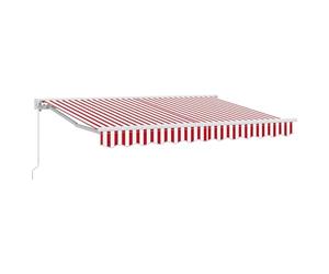 vidaXL Auvent rétractable Manuel Rouge et Blanc 3 x 2,5 m