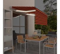 Vidaxl Auvent Rétractable Manuel Store Et Led 3x2,5 M Orange Et Marron