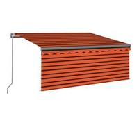 vidaXL Auvent rétractable manuel store et LED 3x2,5 m Orange et marron Marron G