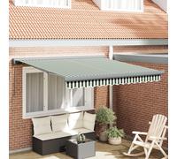 Vidaxl Auvent Rétractable Manuel Vert Et Blanc 300x250 Cm, Tissu De Remplacement Pour Auvent Vidaxl De 3x2,5 M Vert Et Blanc