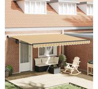 vidaXL Store rétractable Automatique Rayures Jaunes et Grises 450X300 cm Résistant aux UV Imperméable Réglable Ombre de Patio Parasol Auvent de Jardin Résistant à la Décoloration Tissu Moderne