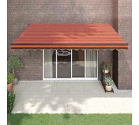 vidaXL Auvent rétractable Orange et Marron 4x3 m Tissu et Aluminium, auvent, auvent de Porte, auvent de Jardin, Store, auvent de terrasse