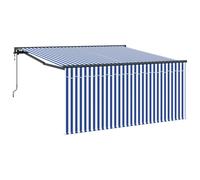 vidaXL Auvent Rétractable Rayures bleues et blanches Large