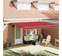 vidaXL Auvent Manuel Rétractable avec LED Rouge 450 x 350 cm - Résistant à l'eau, UV, Durable, Store extérieur, Pare-Soleil pour Balcon, Jardin, terrasse. Ajustable et Moderne.