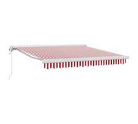 vidaXL Auvent Rétractable Rouge et Blanc 350 x 250 cm Tissu, Métal, Bâche de Jardin Moderne, auvent rectangulaire rétractable, Ombre Ajustable pour Maison ou Commerce