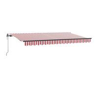 vidaXL Auvent rétractable Rouge et Blanc 4 x 2 m, réglage Manuel, en Polyester résistant aux UV, à l'eau et à la décoloration, Cadre en Aluminium laqué, à Fixer au Mur pour l'extérieur, kit Complet d
