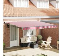 vidaXL Store rétractable Manuel 400X300 cm Rayures Rouges et Blanches en Polyester imperméable résistant aux UV Ajustable pour Patio extérieur