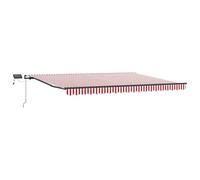 vidaXL Auvent Manuel Rétractable avec LED Rayé Rouge et Blanc 400 x 300cm Ombre Extérieure Canopy Patio Balcon Jardin Terrasse Ajustable Moderne
