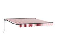 vidaXL Auvent rétractable Rouge et Blanc de 350 x 250 cm, en Tissu Polyester, à Fixer au Mur. Contrôle Manuel, en alu revêtu de Poudre, imperméable et résistant aux UV. Idéal pour se Mettre à l'ombre