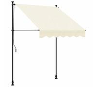 vidaXL Auvent Rétractable, Store avec Hauteur Réglable, Marquise Soleil de Balcon, Banne de Jardin Terrasse Patio, Crème 200x115 cm Tissu et Acier