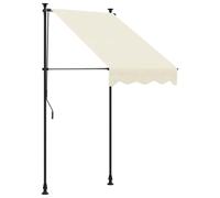 vidaXL Auvent Rétractable, Store avec Hauteur Réglable, Marquise Soleil de Balcon, Banne de Jardin Terrasse Patio, Crème 100x150 m Tissu et Acier