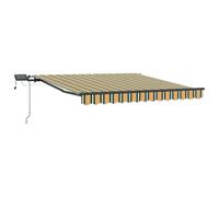 Vidaxl Auvent Rétractable Manuel Avec Led Vert Et Jaune 300x250 Cm, Vidaxl Tissu De Remplacement Pour Auvent De 3x2,5 M Vert Et Jaune
