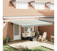 Vidaxl Auvent Rétractable With Manuel 450 × 300 Cm Vert Et Blanc
