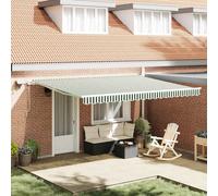 Vidaxl Auvent Rétractable With Manuel 450 × 350 Cm Vert Et Blanc