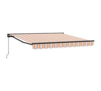 vidaXL Auvents manuels 3,5 x 2,5 m retraits en Bleu et Orange, résistant aux UV et à l'eau, montés au Mur, Parfaits pour Le Jardin ou Le Patio, avec Un Motif à Rayures Multicolores. Même Le Cadre est