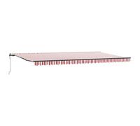 vidaXL Awnings Rétractables Auto Rayé Rouge et Blanc 600 x 350cm | Résistant aux UV et à l'eau, Parasol Facile à Utiliser pour Votre Balcon, Jardin ou Patio